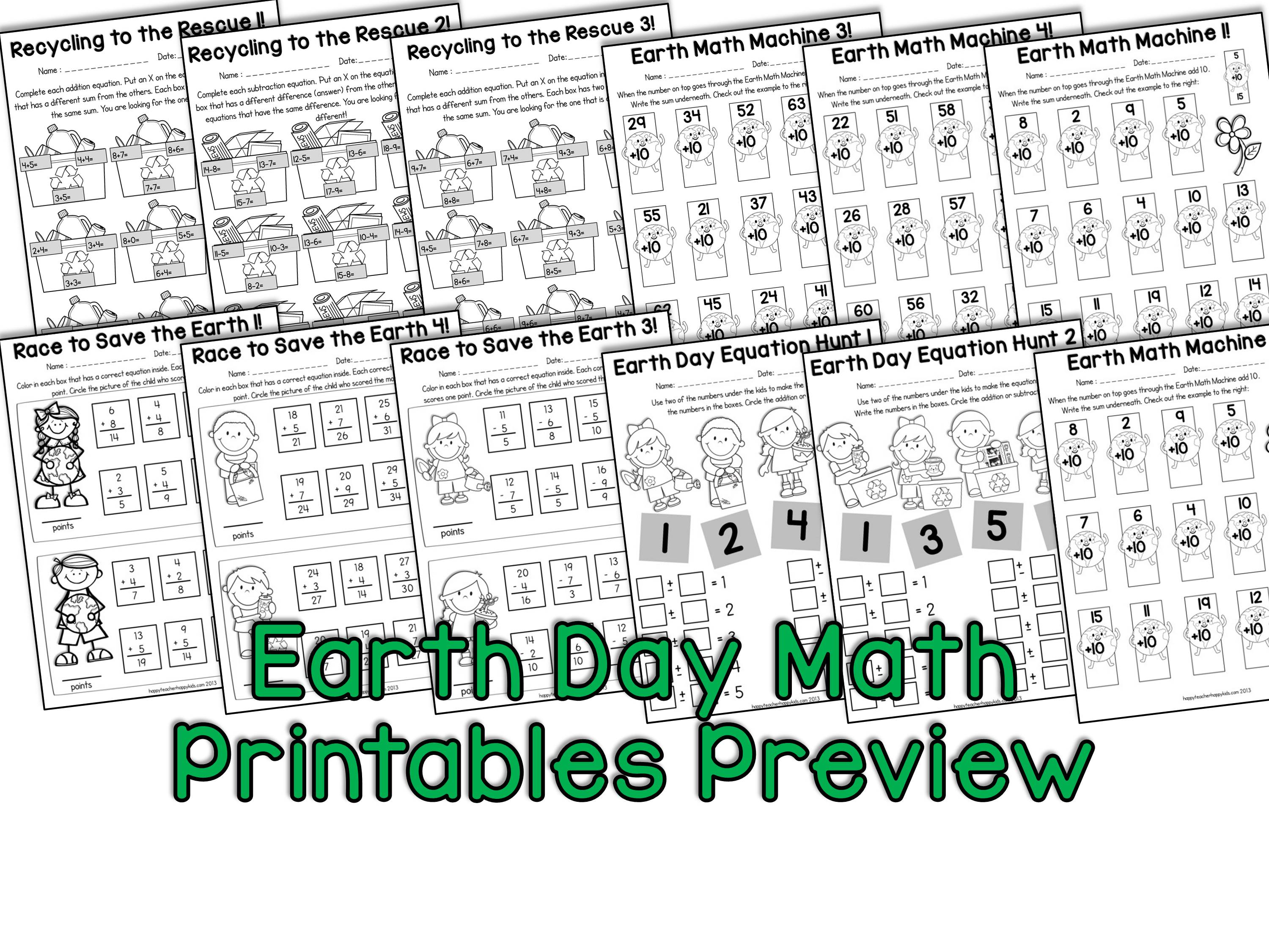 Earth Day Math Printables for Blog Preview