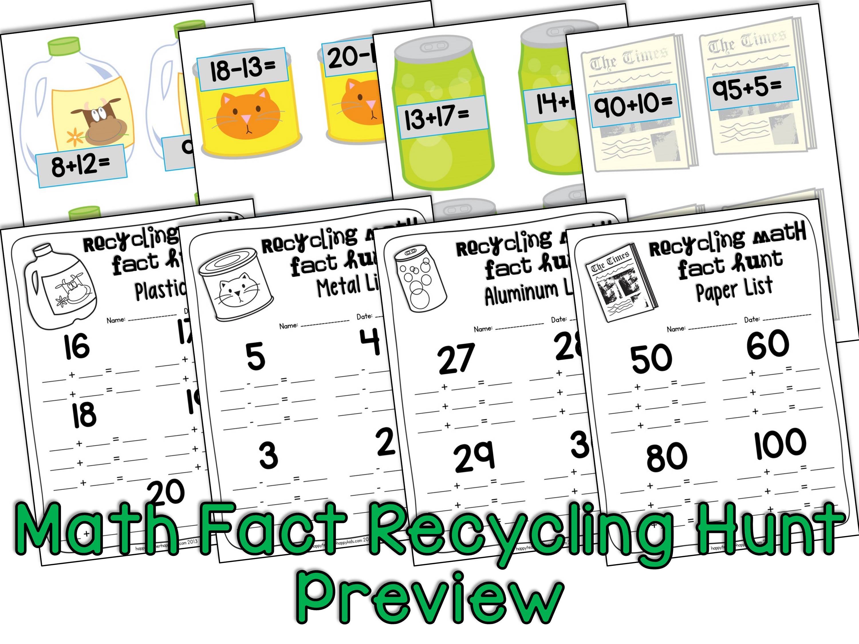 Update Math Fact Recycling Hunt Preview